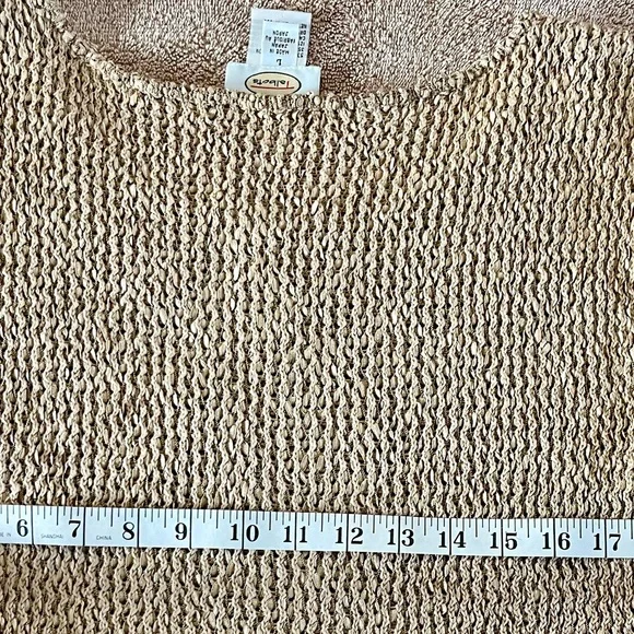Talbot’s tan‎ shortsleeve knit pullover scoop neck keyhole detail L - Picture 4 of 7